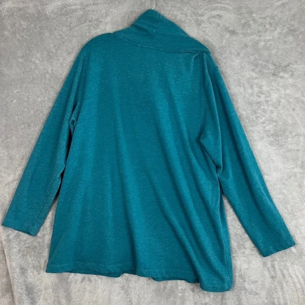 Soft Surroundings Westminster Tunic Sweatshirt Womens 1X Teal Cowl Neck Cozy